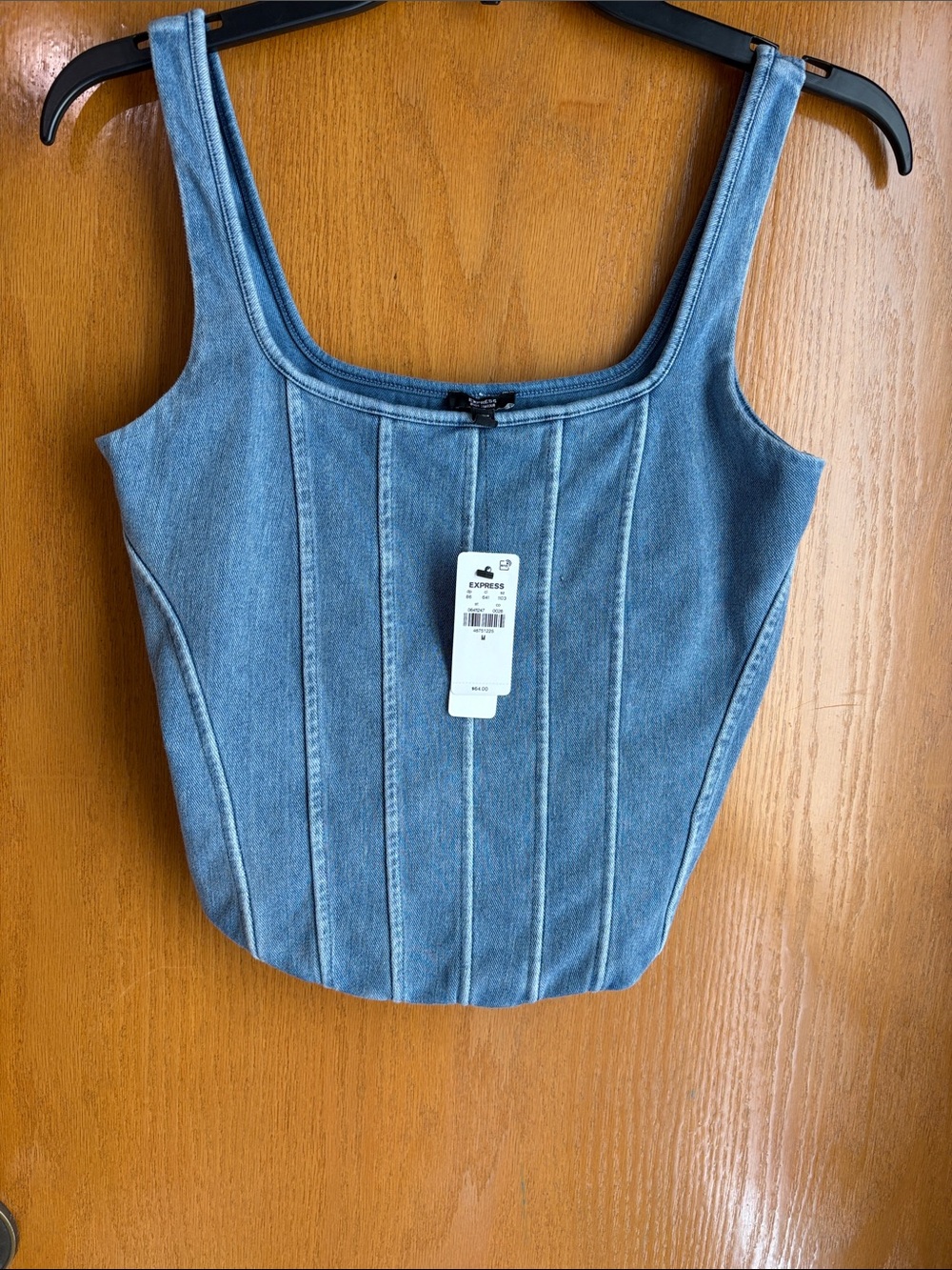 Express Light Blue Denim Corset Tank Body Contour